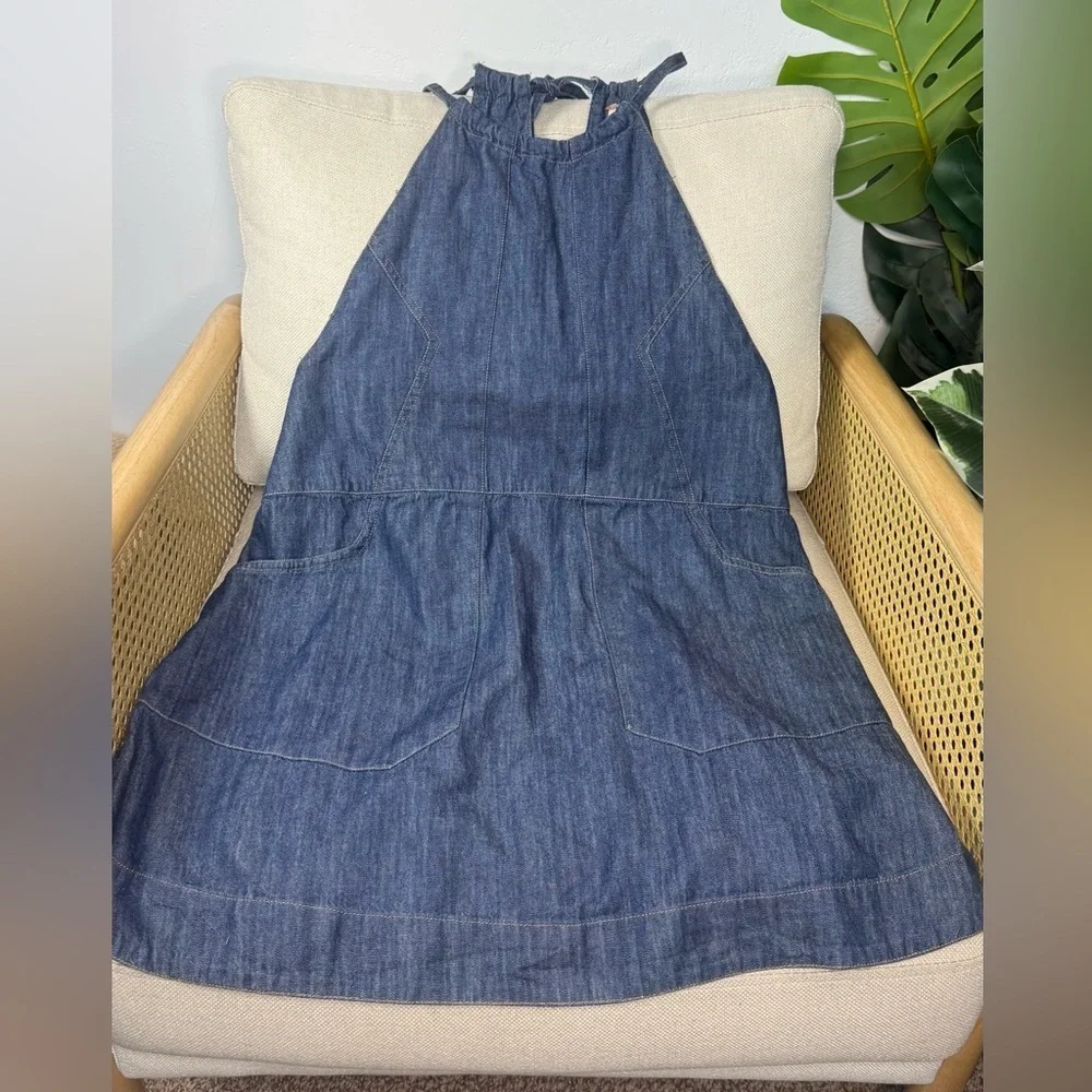 Free People Denim Halter Babydoll Dress